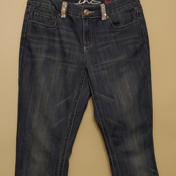INC Denim Jeans with Rhinestone Trim Boot Leg Regular fit Size 8 - Picture 4 of 13